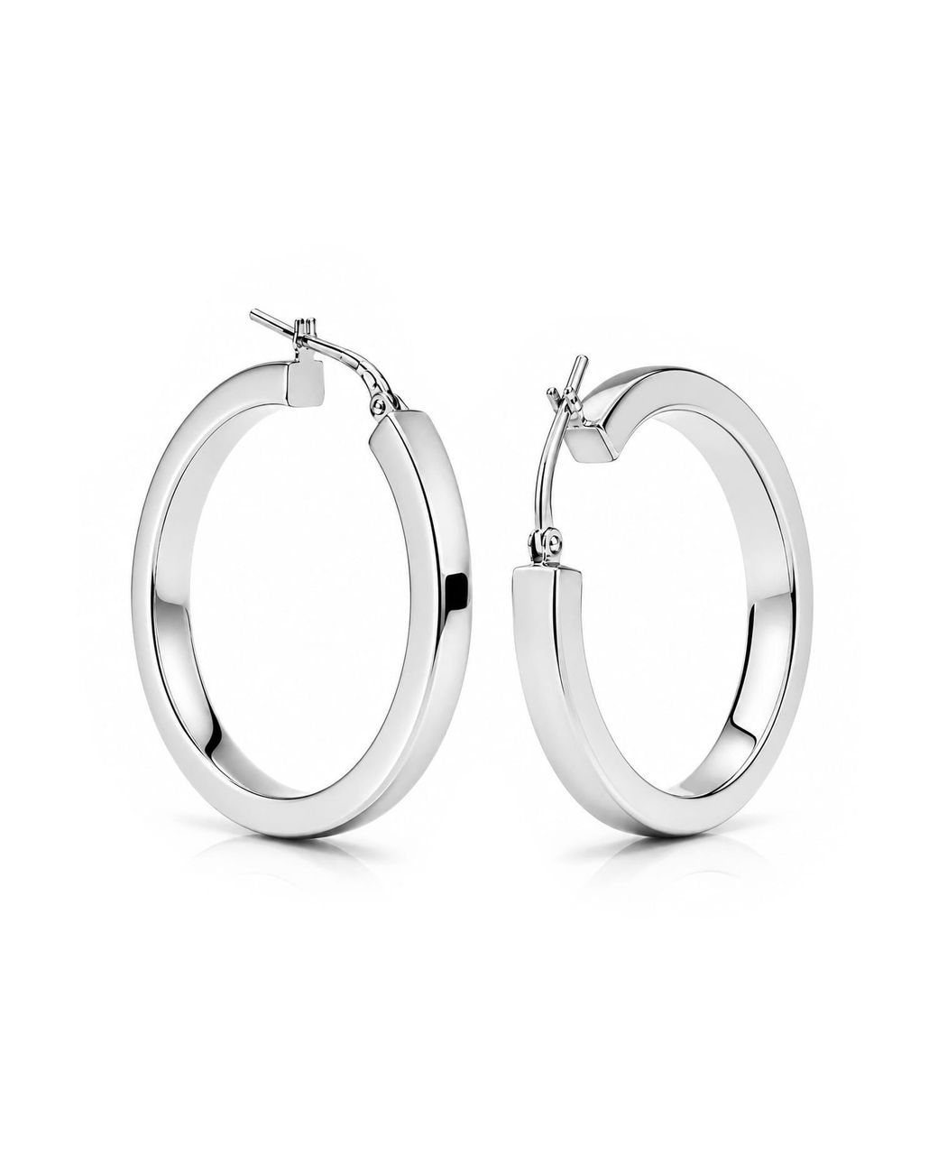 Unaloe Metallic Polished Sterling Chunky Hoop Earrings