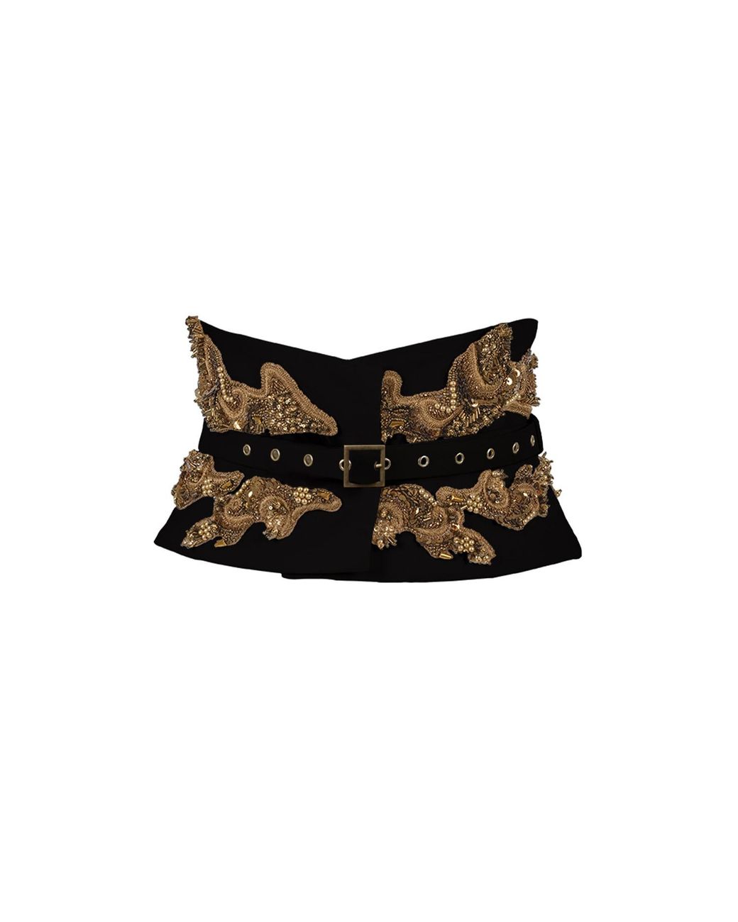 ALINA CERNĂTESCU Black Louvre Wool Belt Wtih Emrboderies