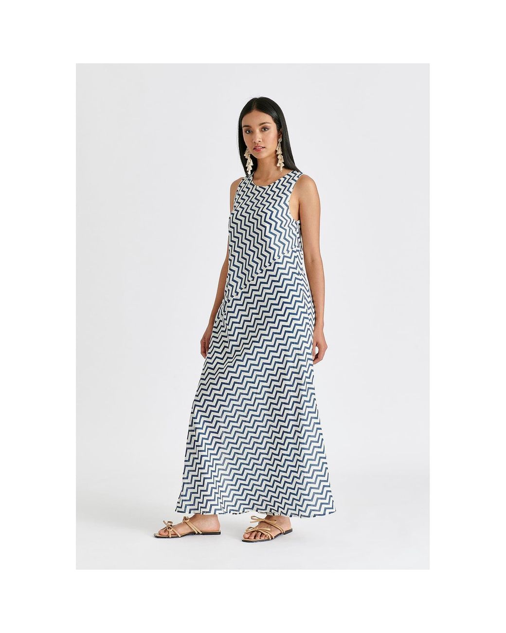 Paisie Blue A-Line Midaxi Dress