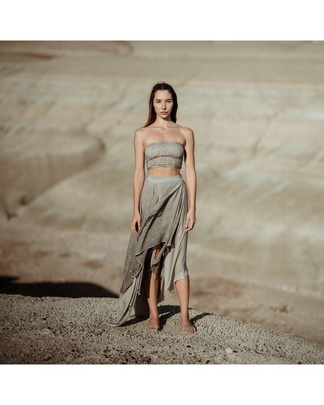 Zhenabia Gray Neutrals Bia Skirt Light