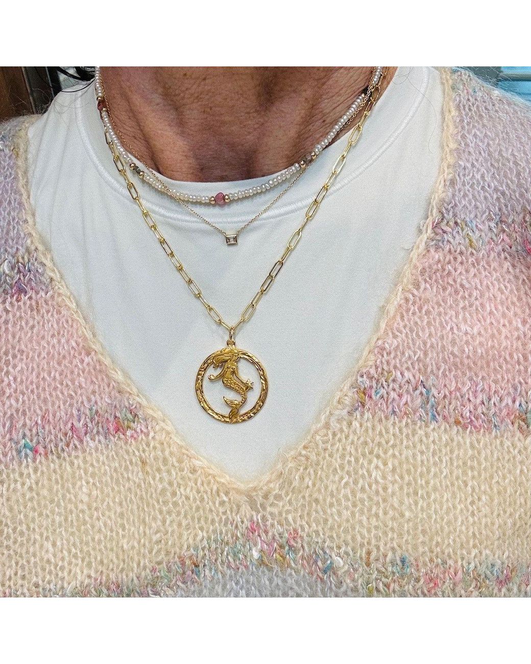 Lexi Jewelry Metallic Merrie The Mermaid Medium Coin Necklace