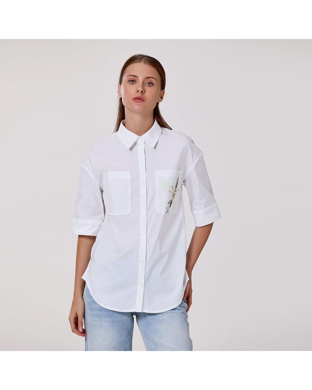 Smart and Joy Gray Stretch Cotton Shirt
