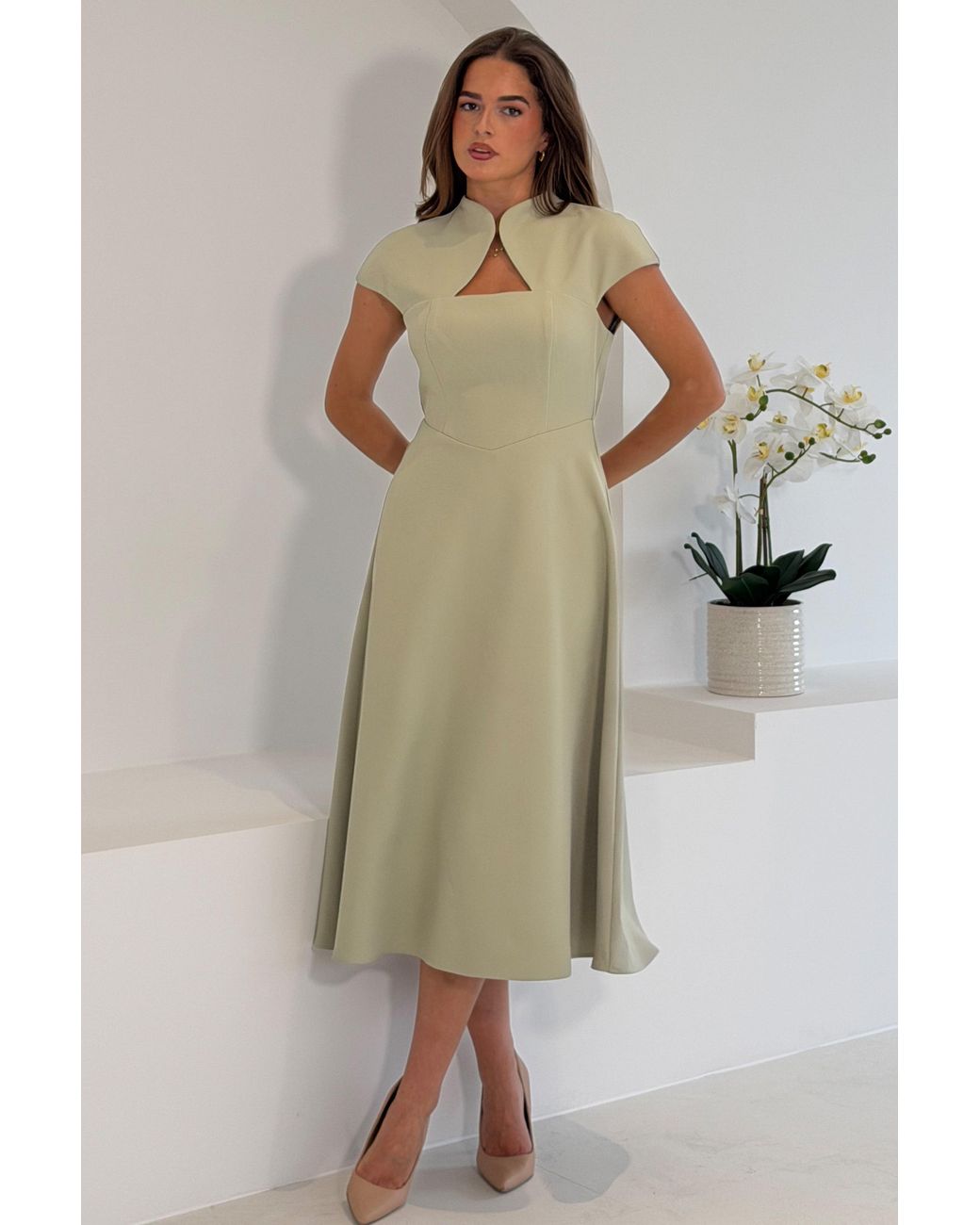 Girl In Mind Green Amora Midi Dress Sage