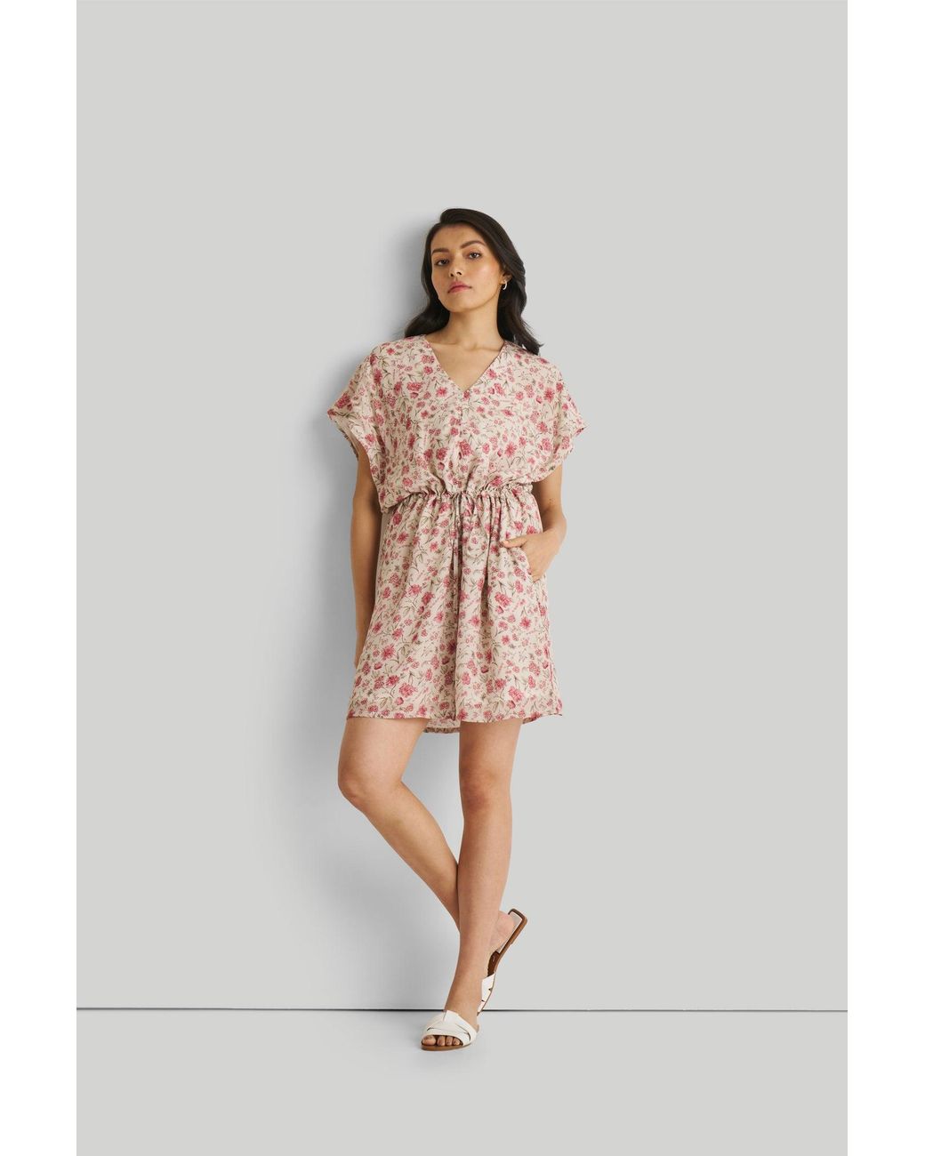 REISTOR Purple Relaxed Drawstring Floral Dress