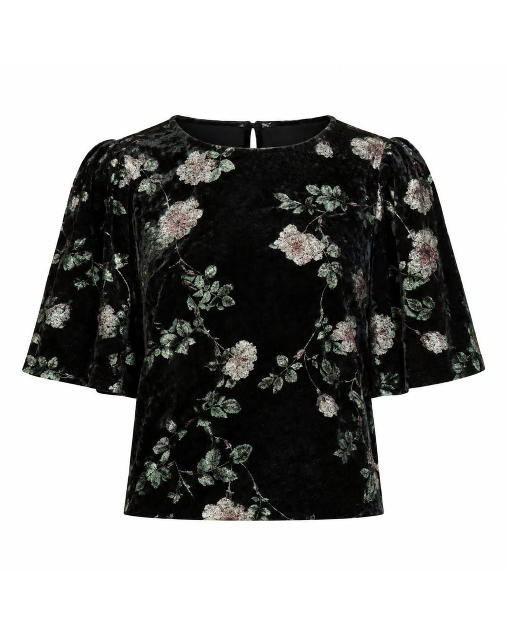 Traffic People Black Swan Song Metallic Floral Velvet Rene Blouse