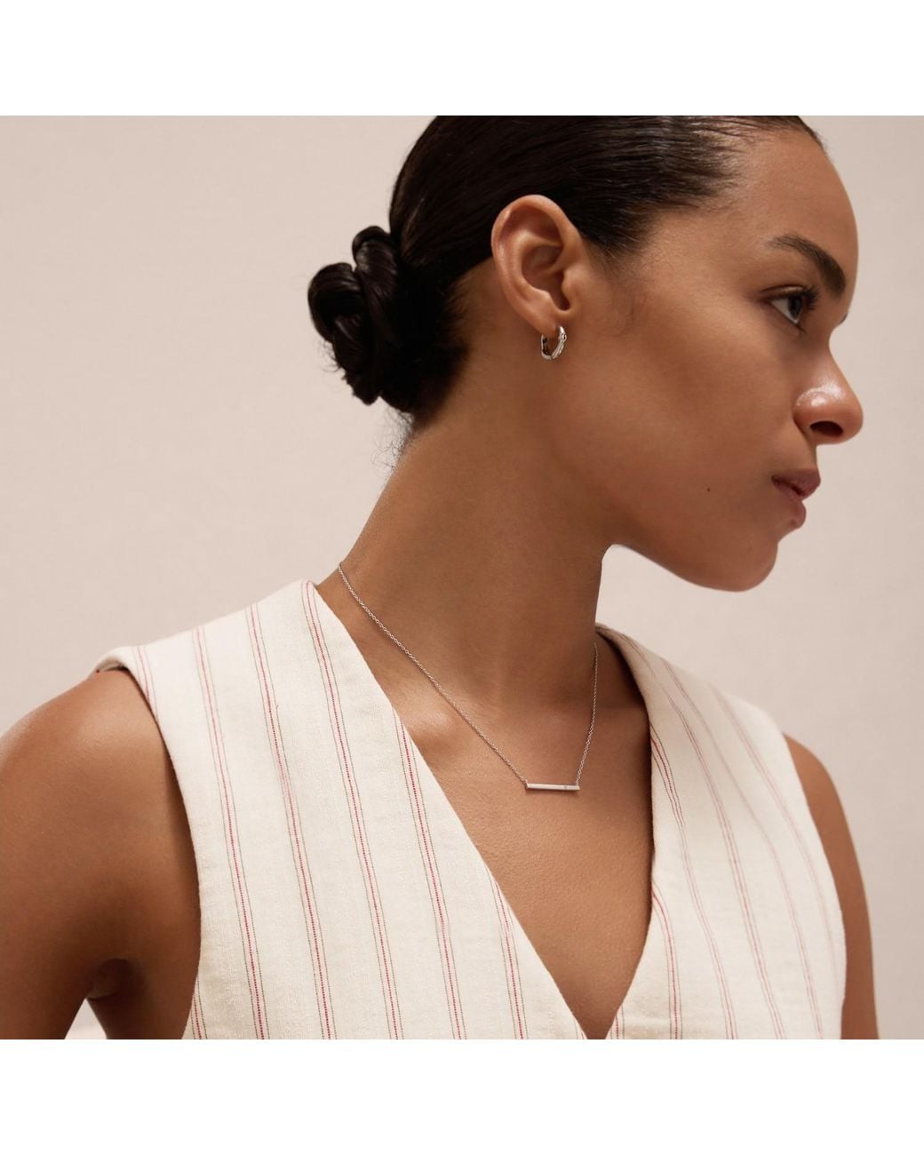 Vanhi Metallic Colette Droop Link Huggie Earrings