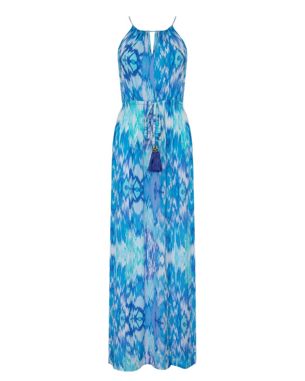 Sophia Alexia Blue Sea Dream Antigua Crinkle Maxi Dress