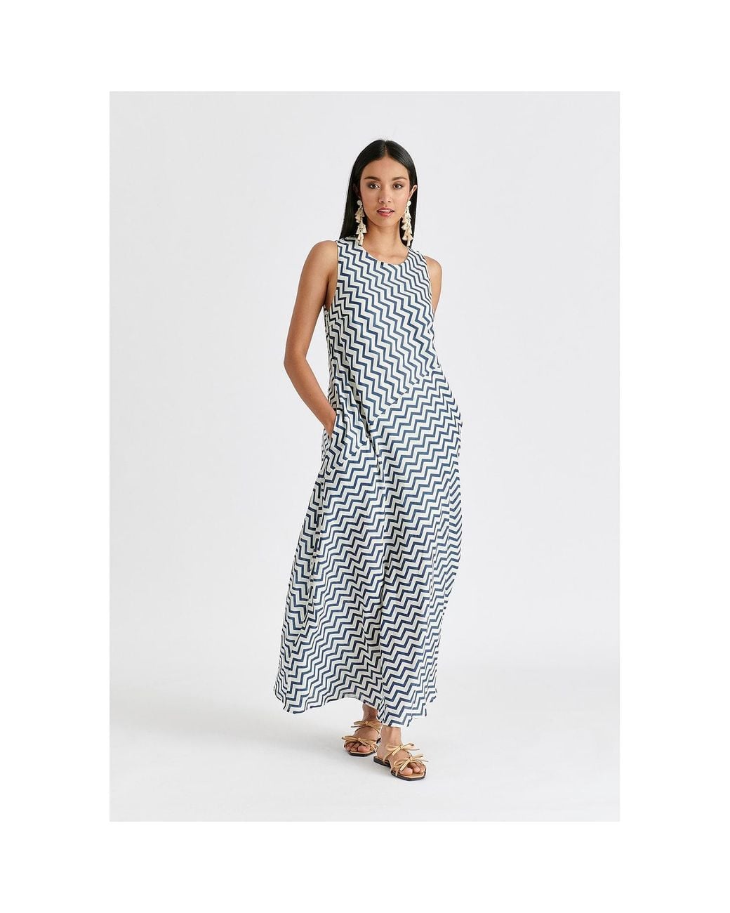 Paisie Blue A-Line Midaxi Dress