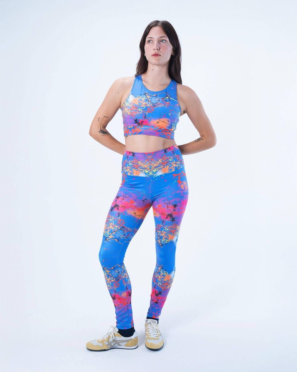 Lilia Munn Blue High Waisted Leggings –
