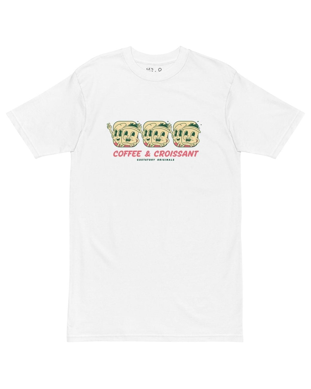 Anchor and Crew White Gustatory Originals Coffee & Croissant Heavy Cotton T-Shirt