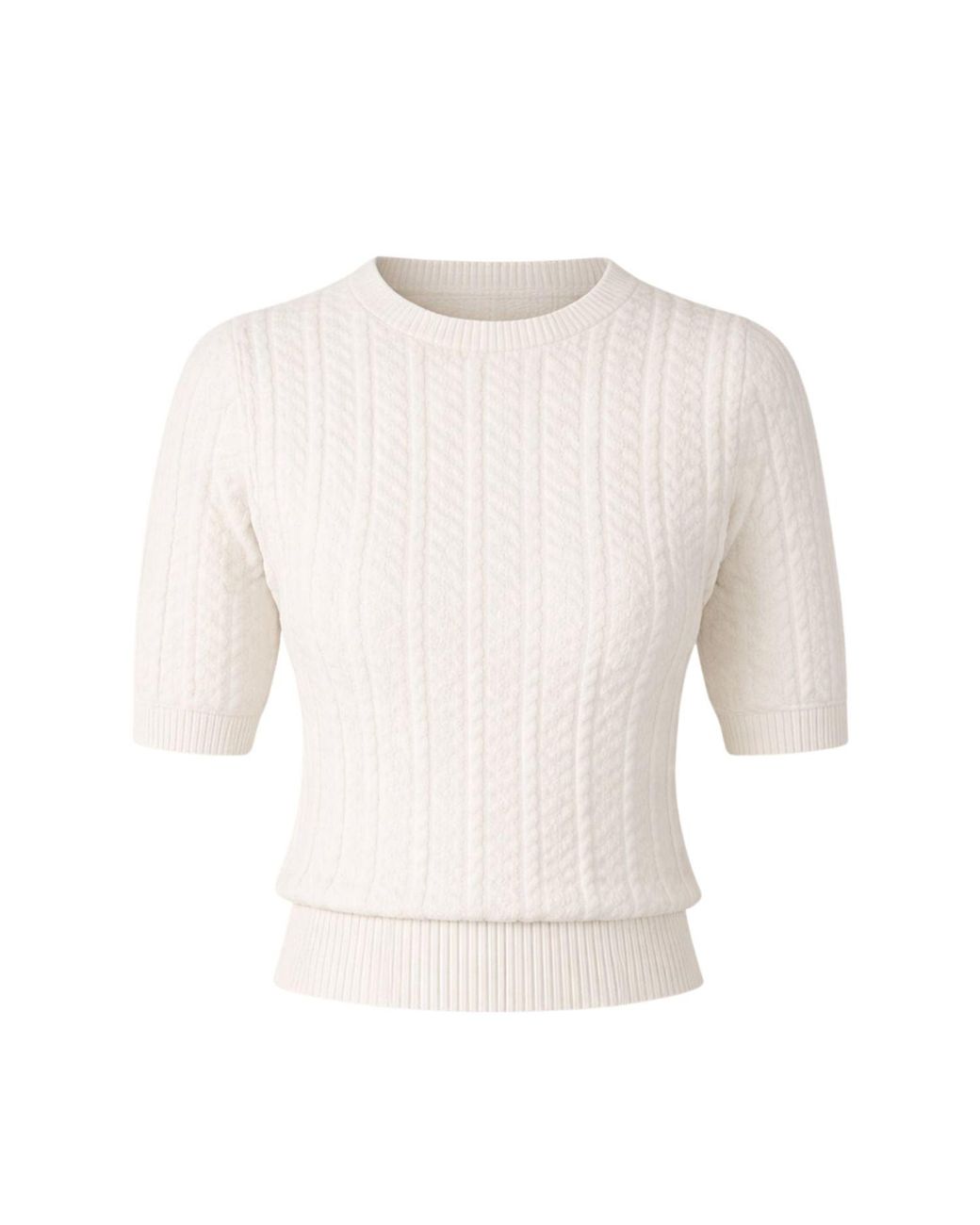 SACHA DRAKE White Short Sleeve Chevron Knit Top