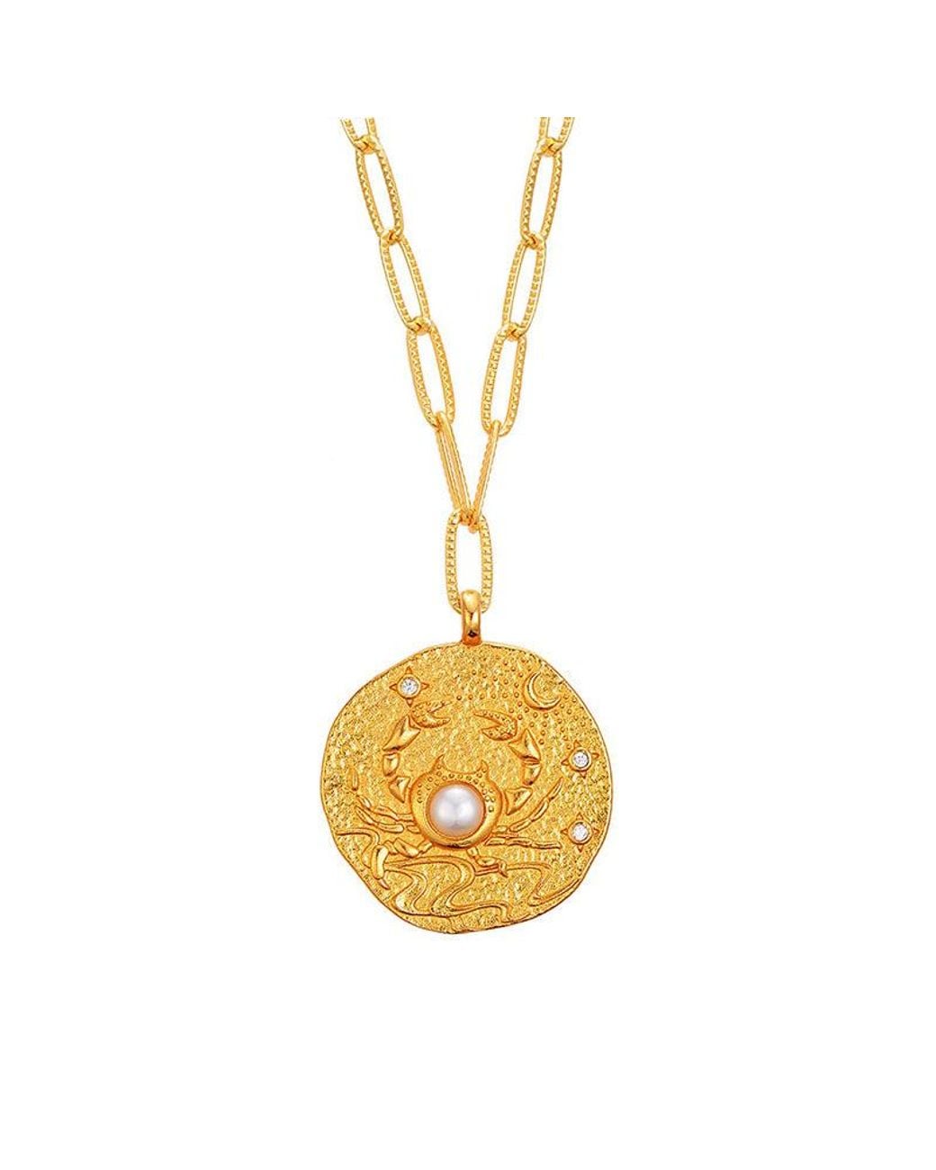 Aurozia Metallic Constellations Cancer Double-Sided Coin Necklace