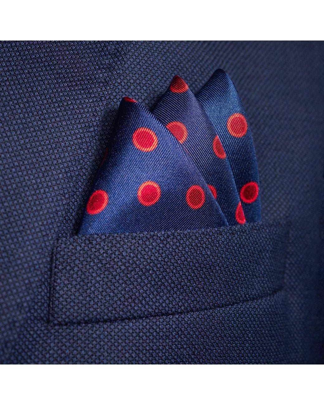Otway & Orford Purple 'Luna' Polka Dot Silk Pocket Square for men