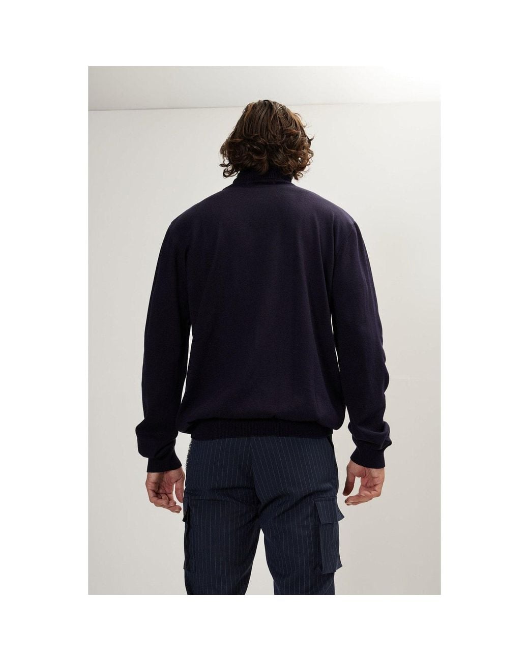 Ron Tomson Blue Rollneck Knit Sweater for men