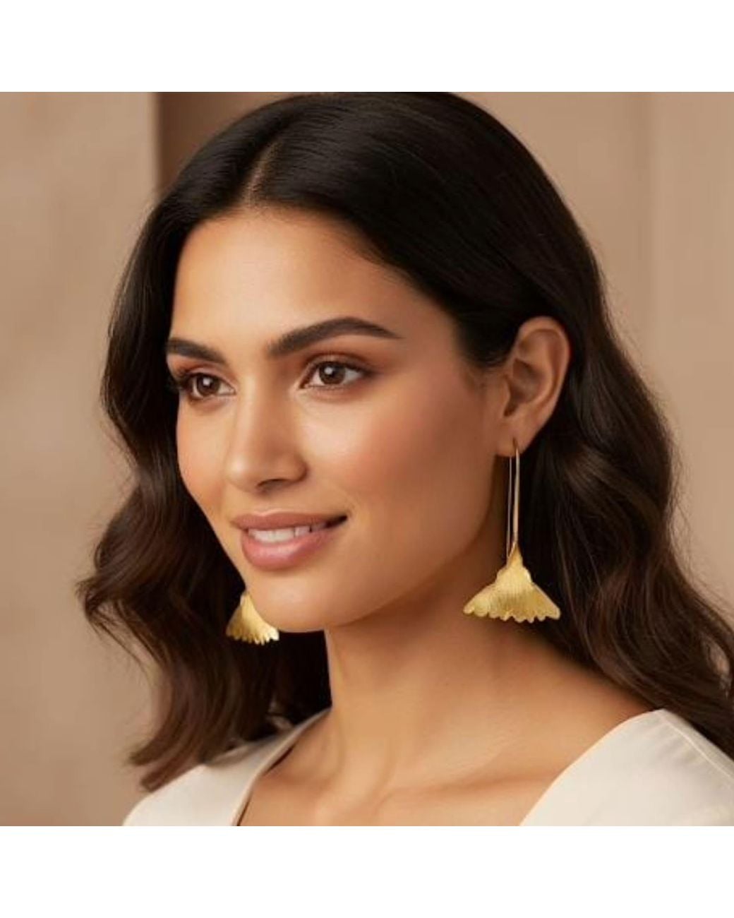 Meraki by Rashmi Bajaj Yellow Ginko Grace Plated Dangle Drop Earrings