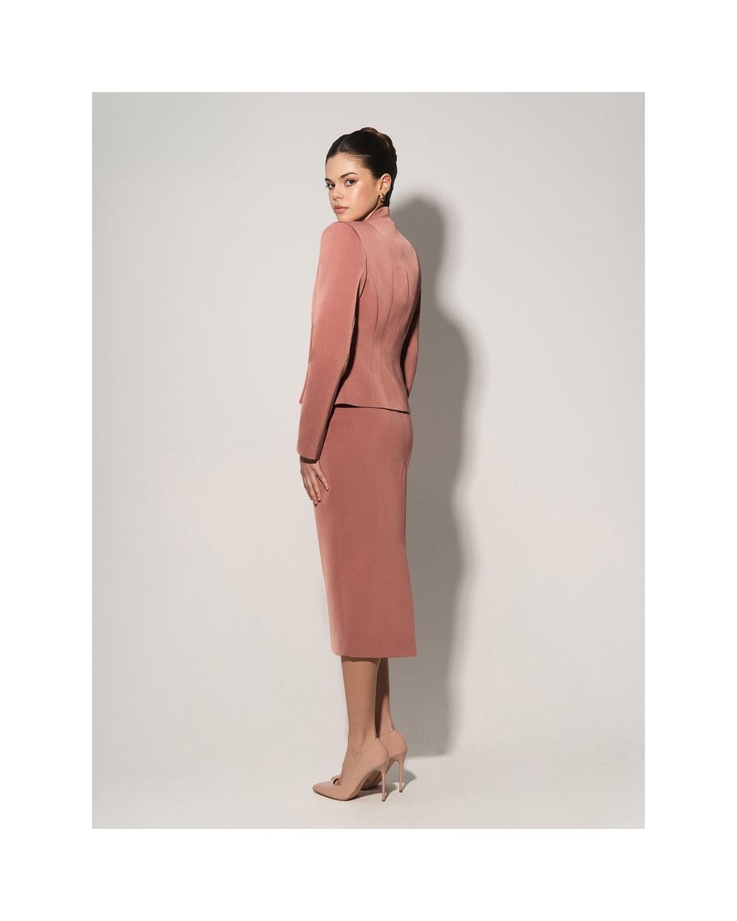 Tia Dorraine Pink Double-Breasted Blazer With Pleated Details