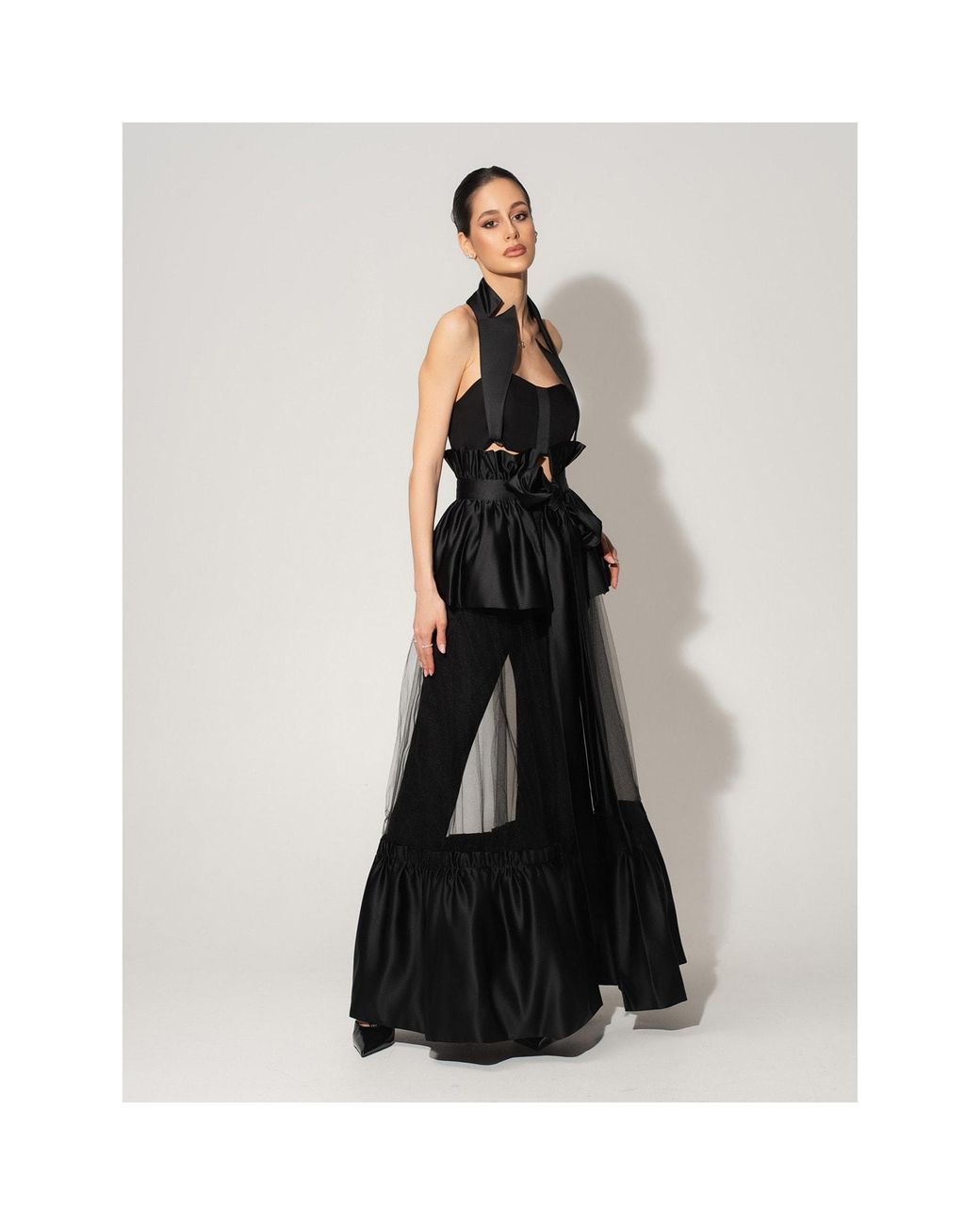 Tia Dorraine Black Fairytale Floor-Length Self-Tie Overskirt
