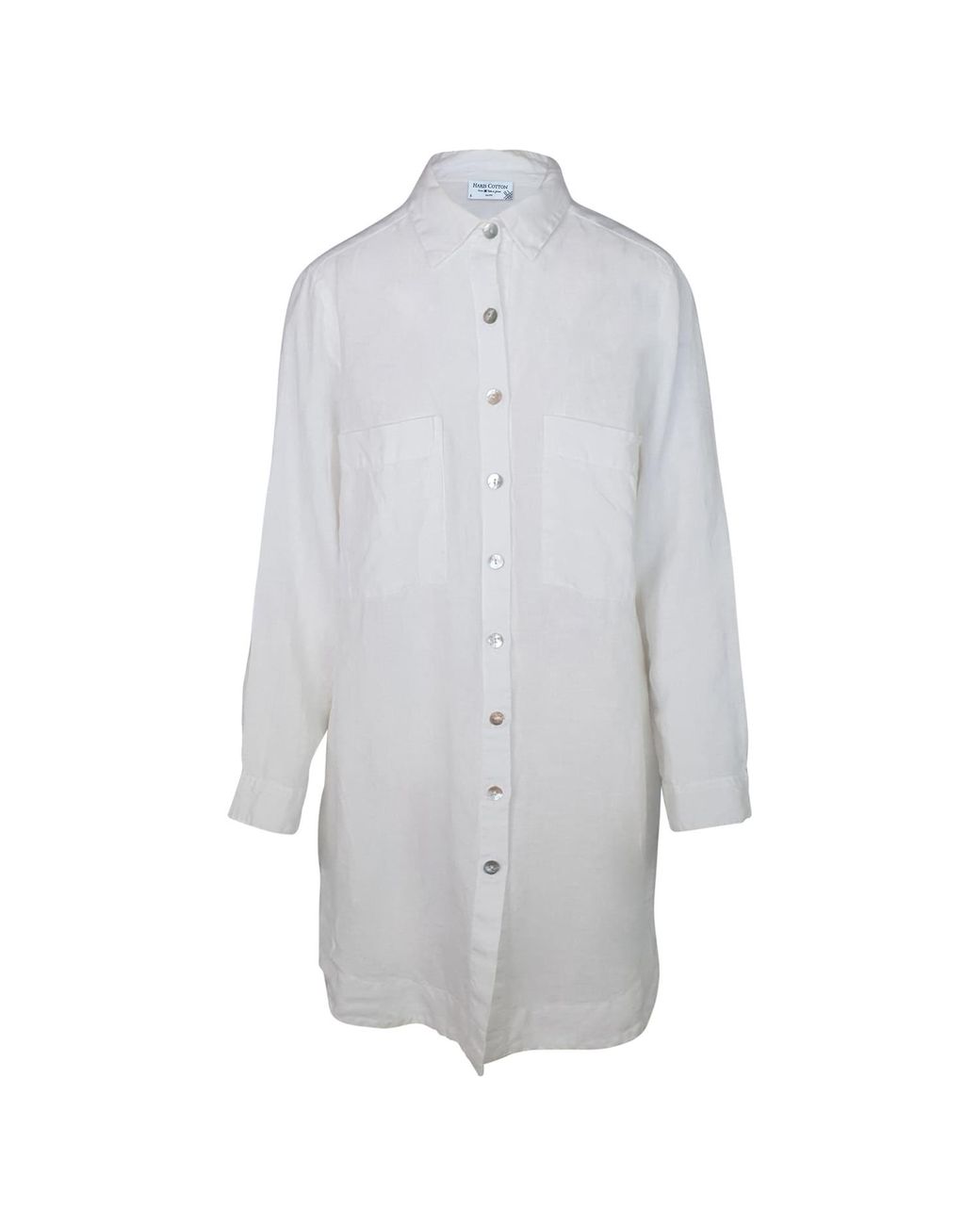 Haris Cotton Gray Long Sleeved Oversized Linen Shirt Dress