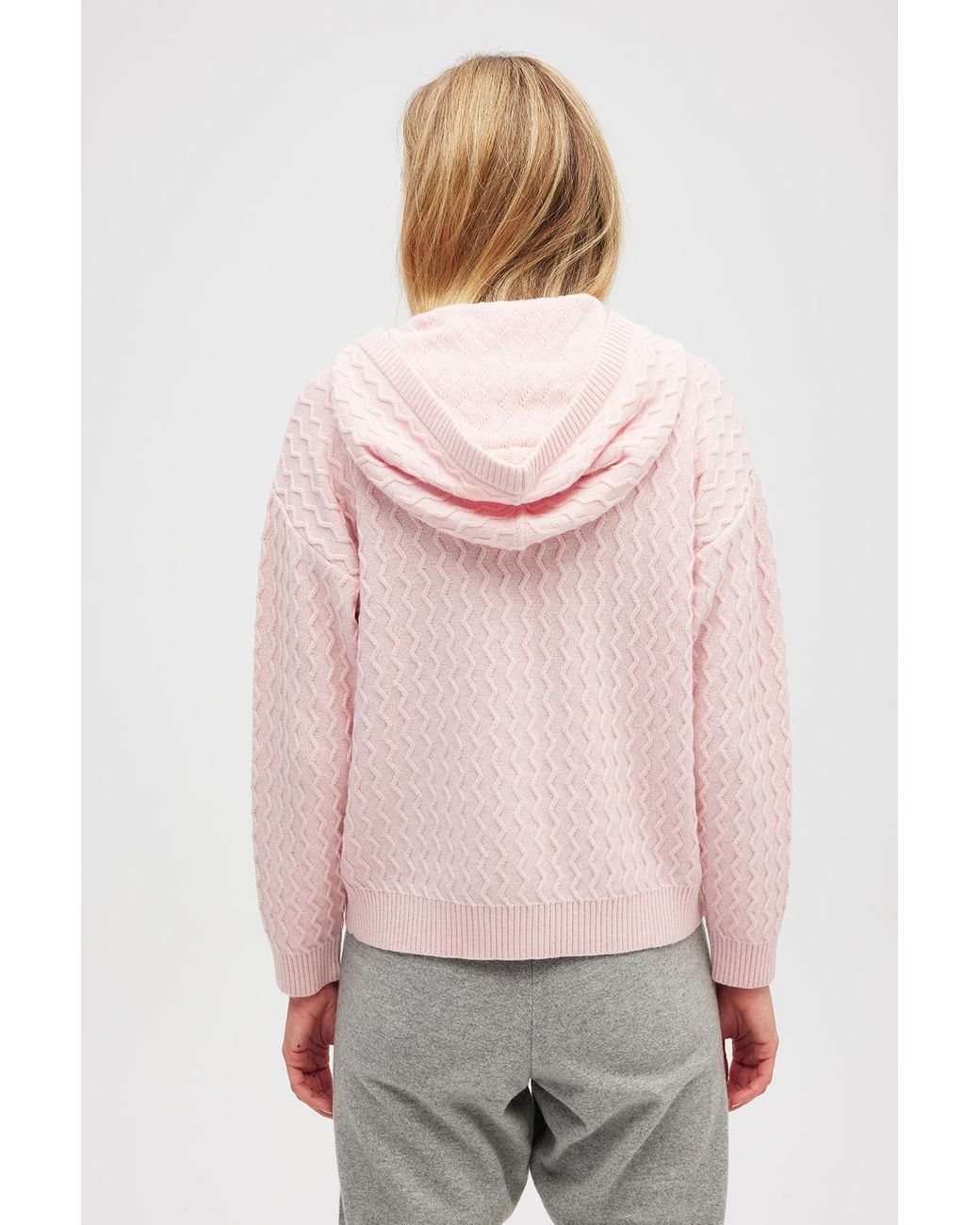 Peraluna Pink Yvonne Hooded Knit Cardigan