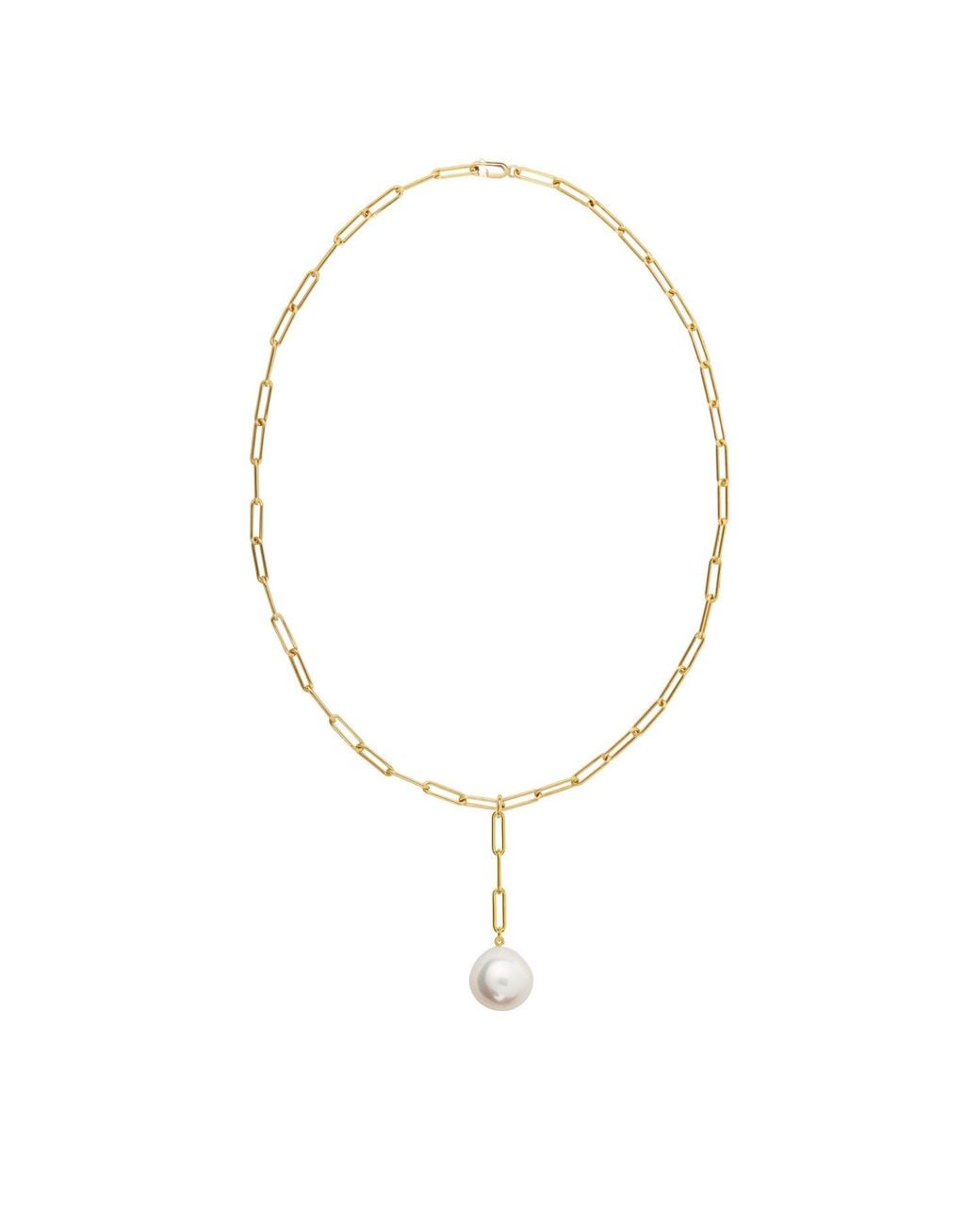 Ora Pearls Metallic Aetia Lariat Xxl Pearl Chain Necklace