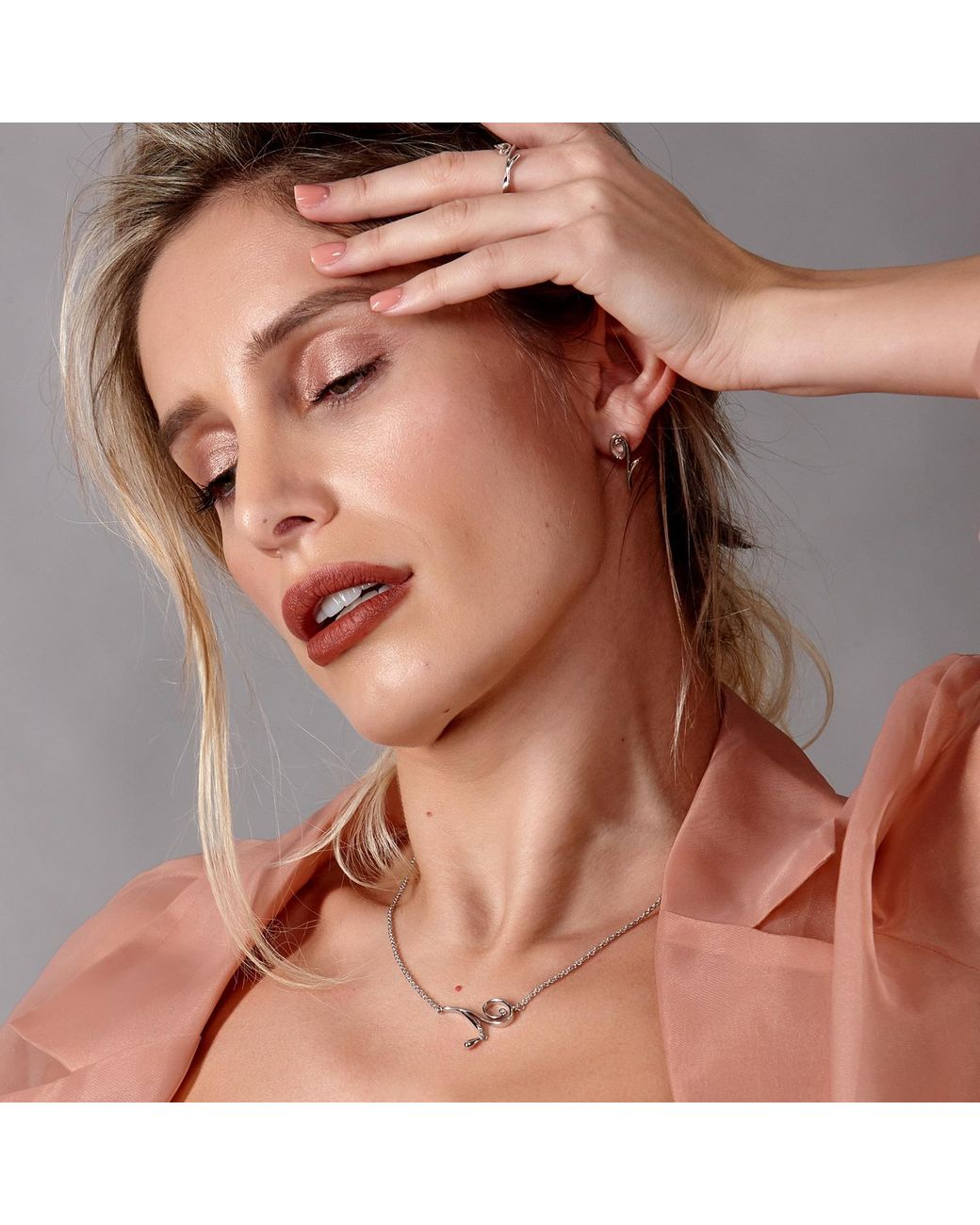 Lucy Quartermaine Metallic Q Pendant On Side