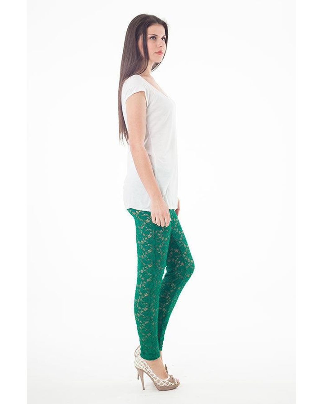 Conquista Green Lace Leggings
