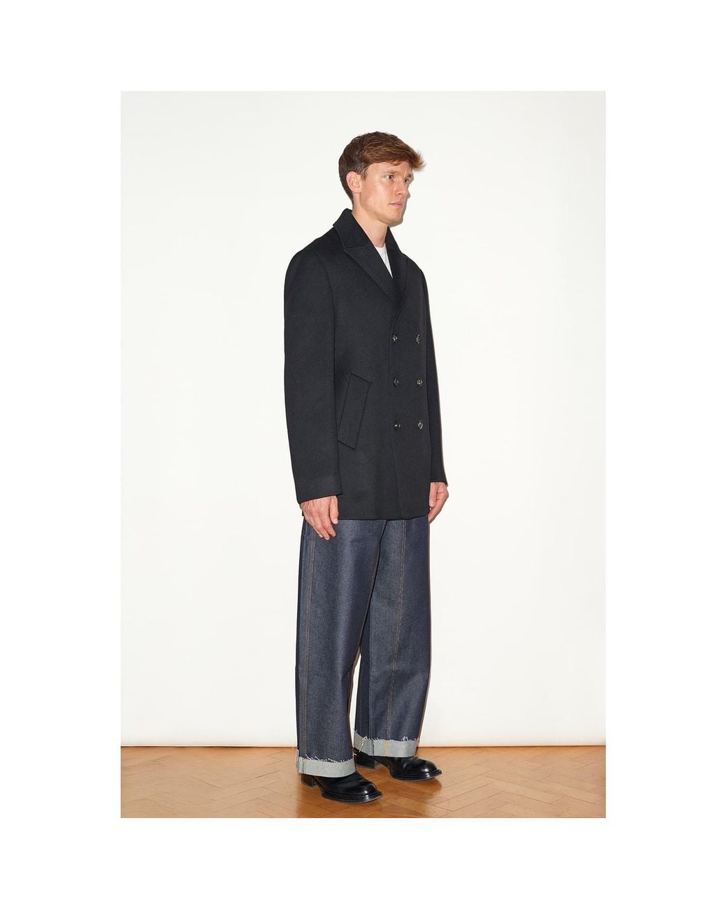 Hegarty London Black Cashmere And Wool Pea Coat for men