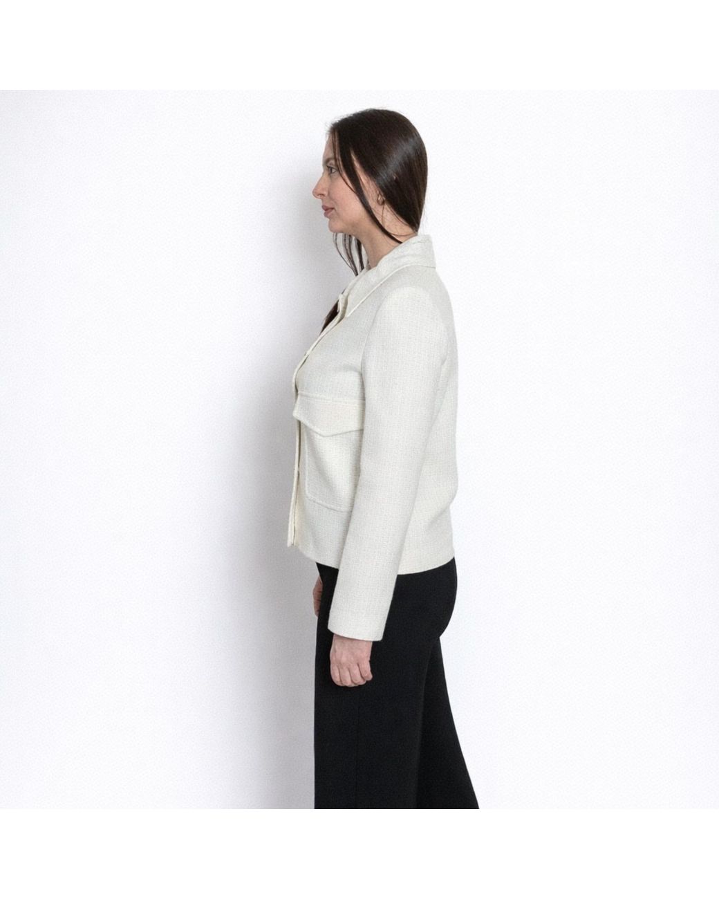 Nuvv Collection White Tweed Jacket With Button