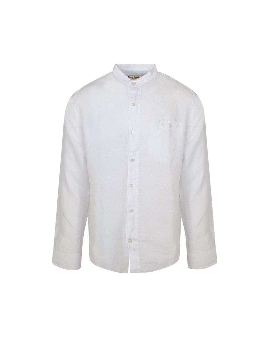 Haris Cotton White Slim Fit Mandrin Neck Linen Shirt for men