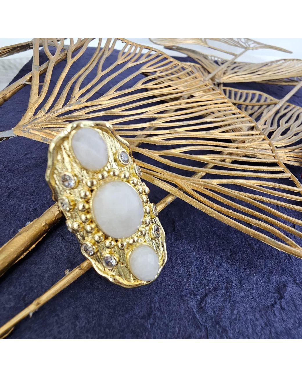 Farra Metallic Moonstone Statement Ring