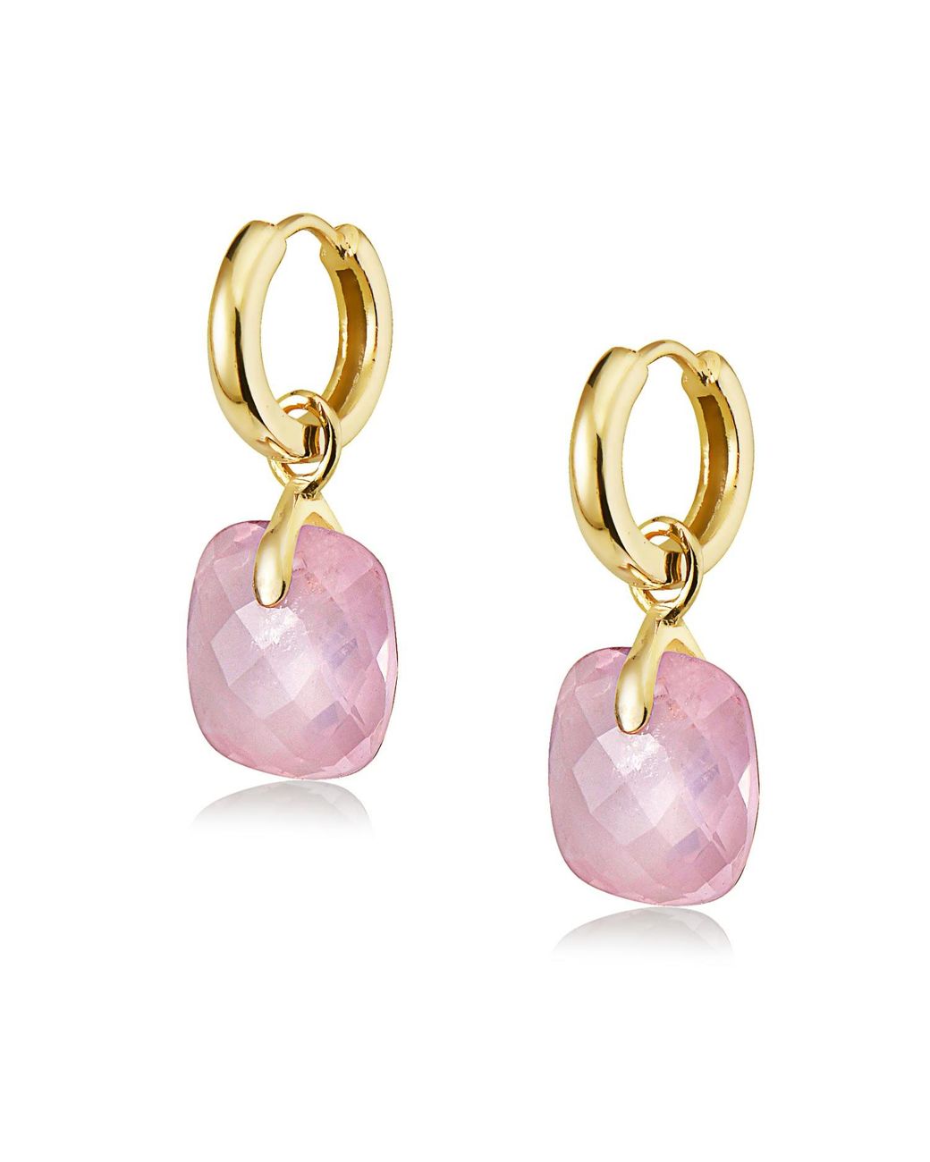 Preeti Sandhu Pink 18K Plated Hoops- Rose Quartz