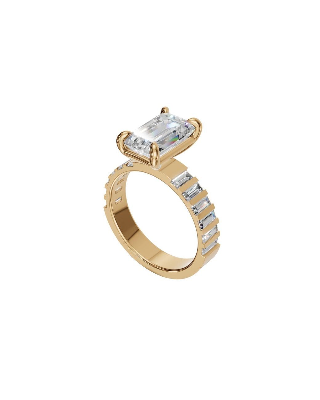Aya Fine Jewelry Metallic 4 Carat Igi Certified Emerald Cut Lab Grown Diamond Engagement Ring