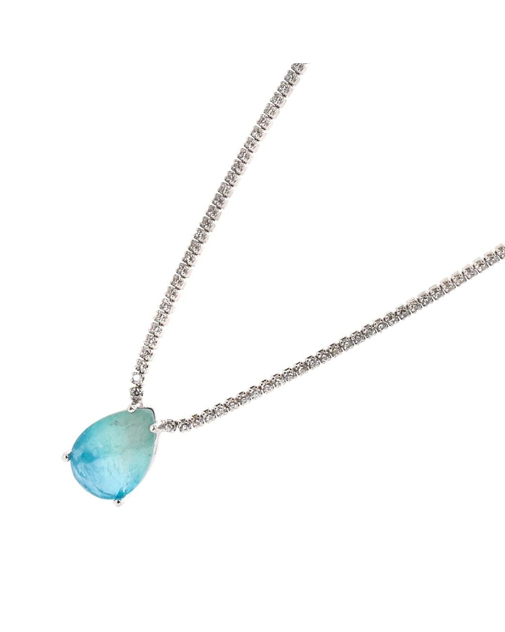 Ebru Jewelry Metallic Teardrop Paraiba Tourmaline Diamond Chain Happy Necklace