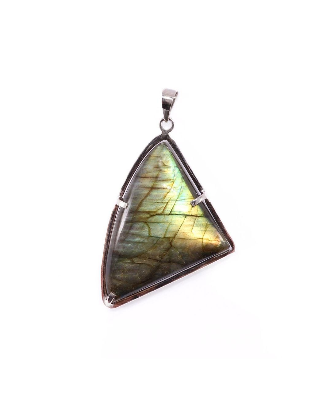 Mineralgems•Studio Multicolor Iridescent Labradorite Pendant With Sterling Chain