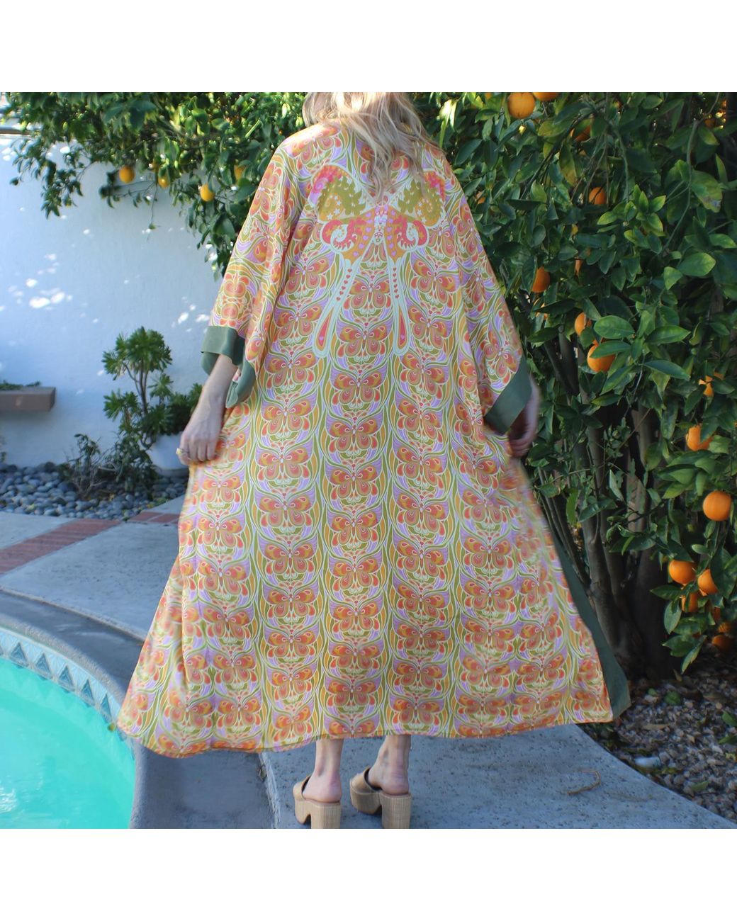 Henelle Metallic Butterfly Effect Citrus Kimono
