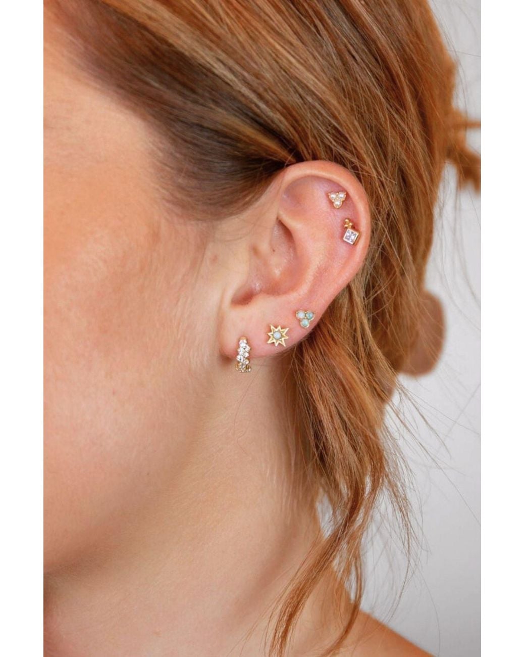 Claire Hill Designs Metallic Triple Pearl Mini Stud Earrings