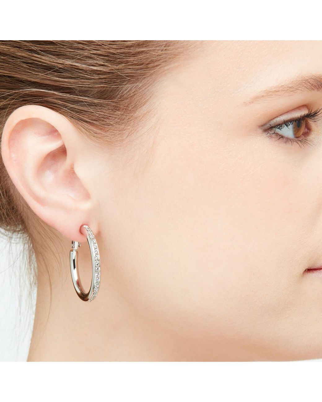 Emma Holland Jewellery Metallic Platinum & Crystal Hoop Clip On Earrings