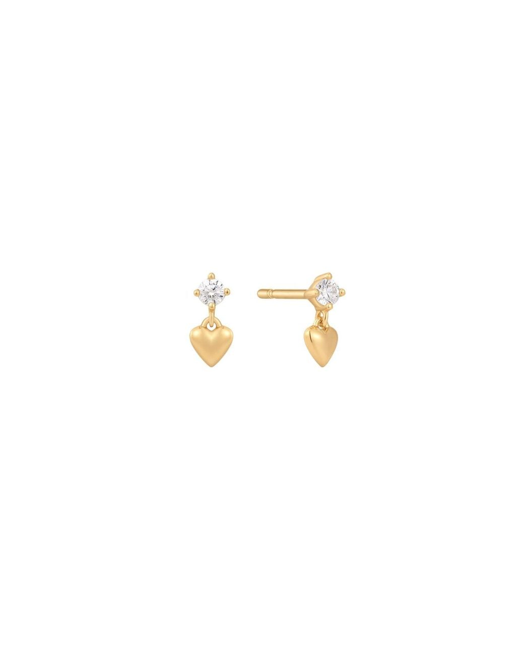 Vanhi Metallic Lilian Crystal Heart Studs Earrings