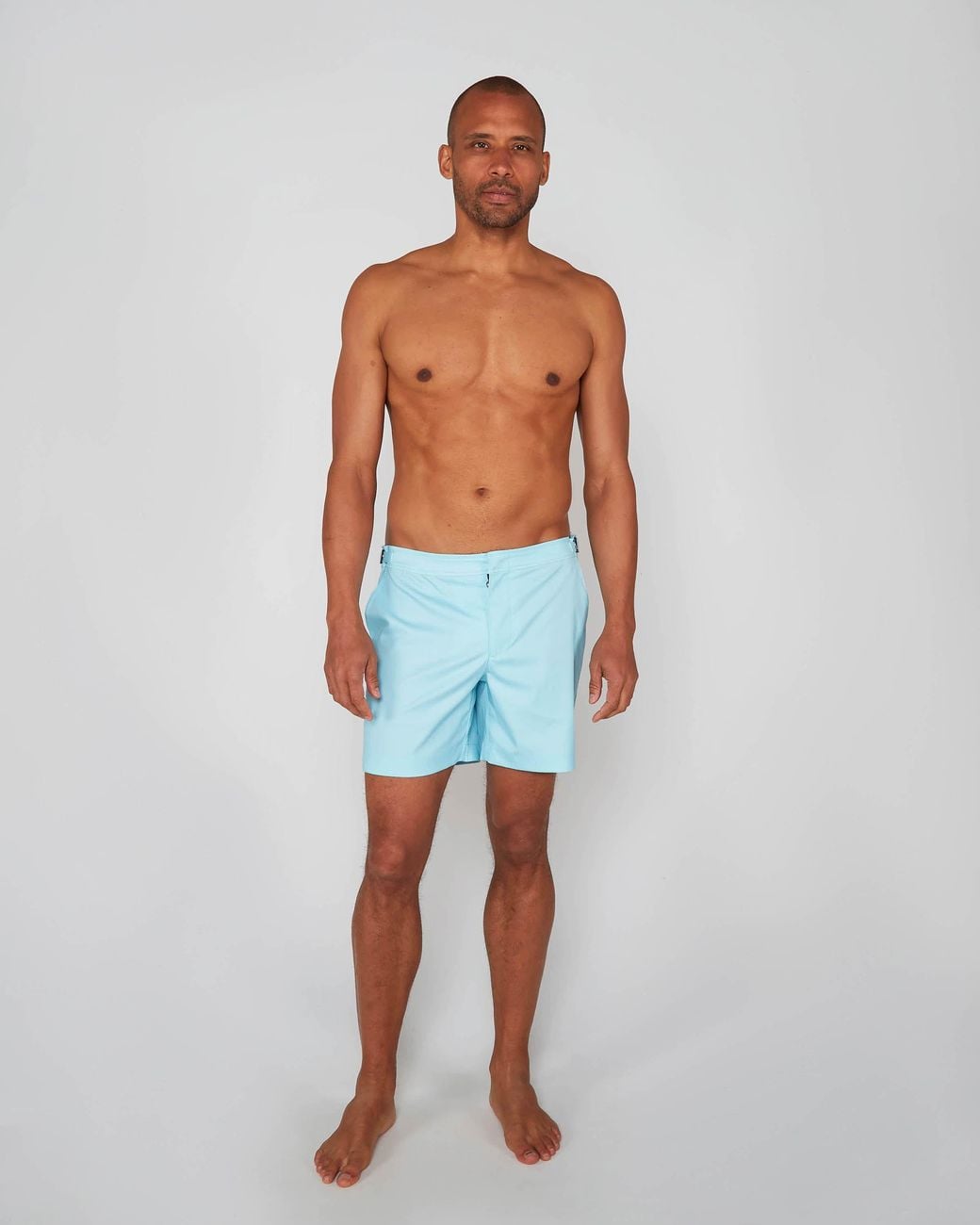 Lords of Harlech Blue Neptune Oxford Tailored Swim Short for men