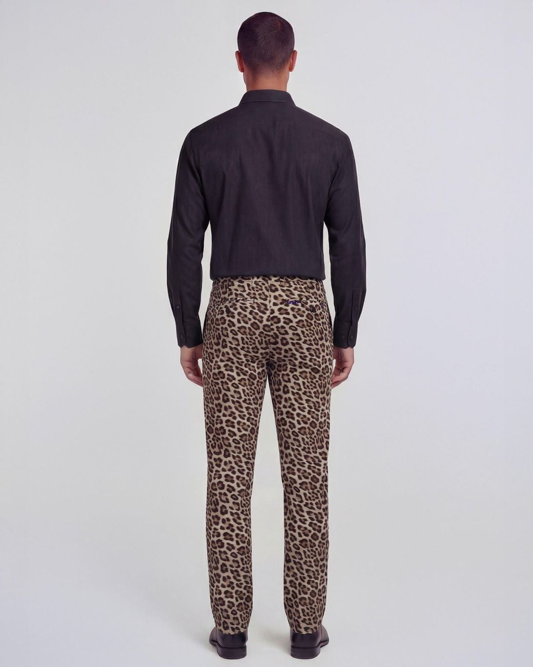 Lords of Harlech Brown Charles Leopard Tailored Pant for men