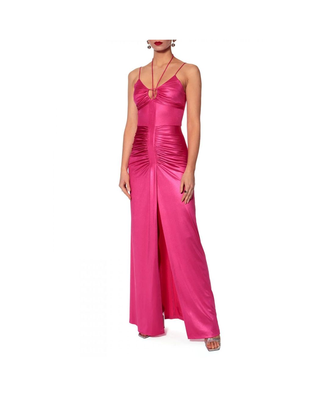 AGGI by HALEWSKI Pink Ines Fuchsia Pearl Maxi Evening Sleeveless Dress