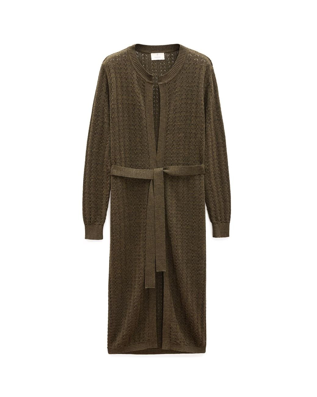 Peraluna Green Zeyna Openwork Long Cardigan