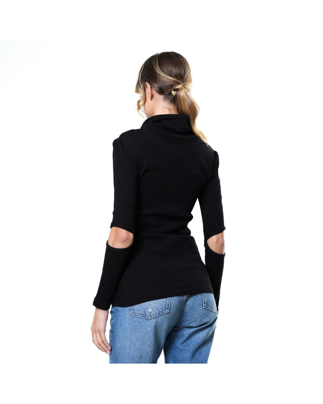 Metamorph Black Turtle Neck Casual Top