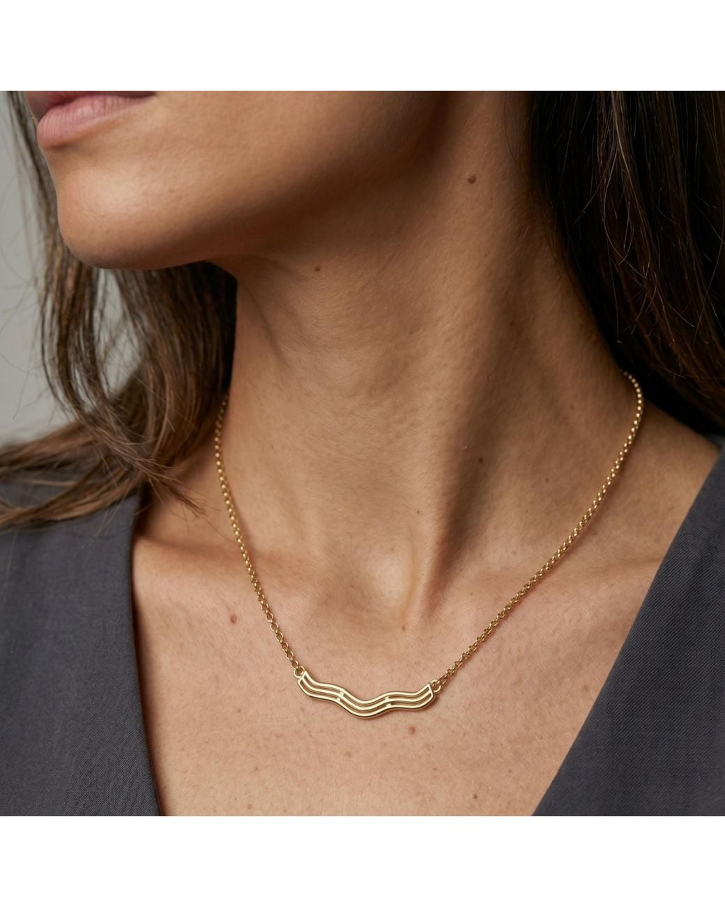 Uchi and Soto Metallic Nami Wave Necklace