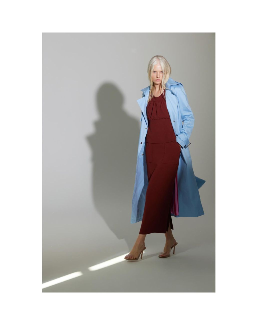 Julia Allert Blue Belted Classic Longline Trench Coat – Light
