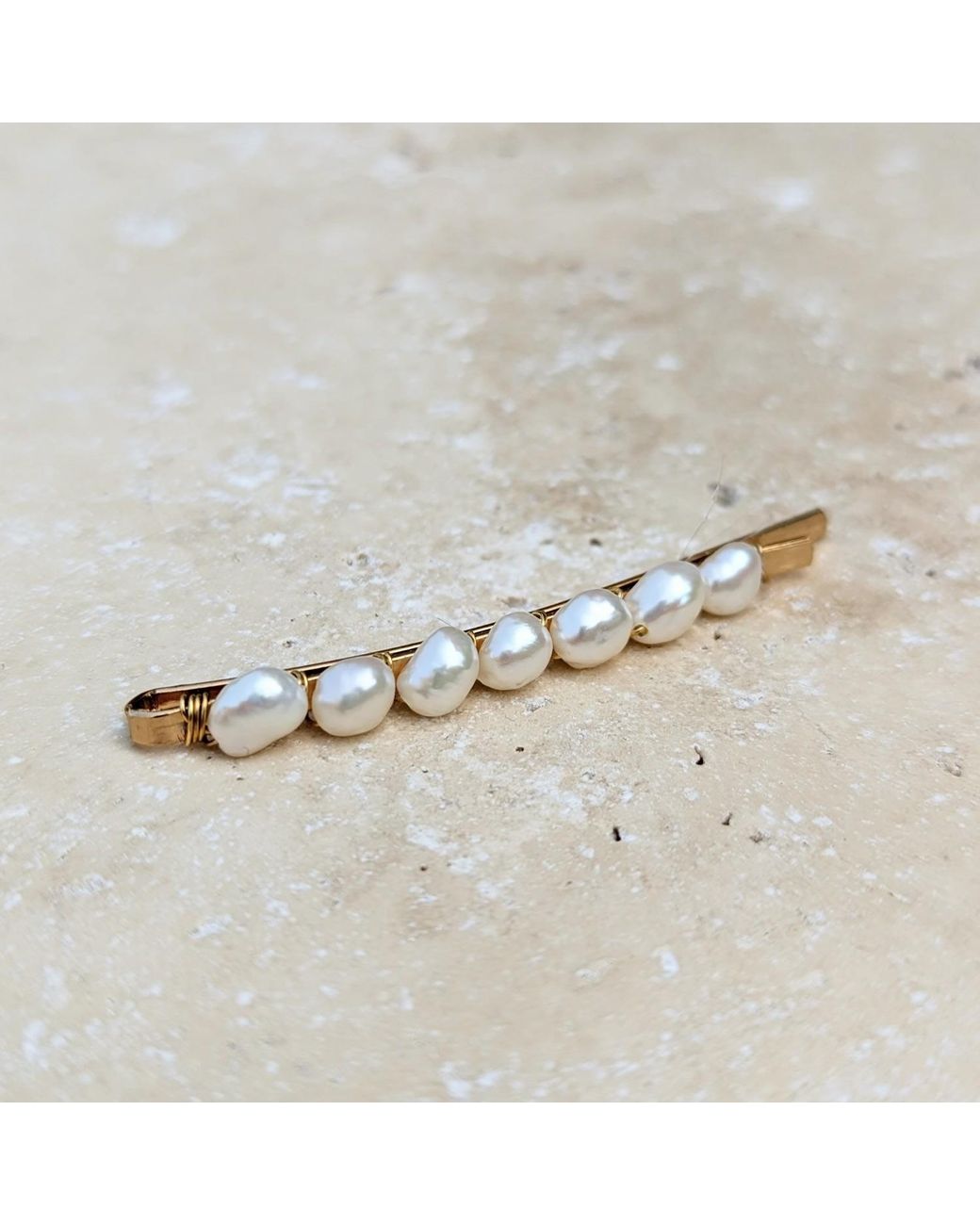 Kiri & Belle Metallic Alyssa Freshwater Pearl Hair Slide