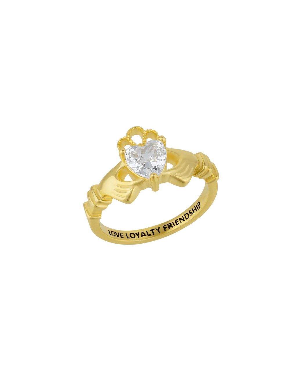 Spero London Metallic Sterling Clear Claddagh Ring