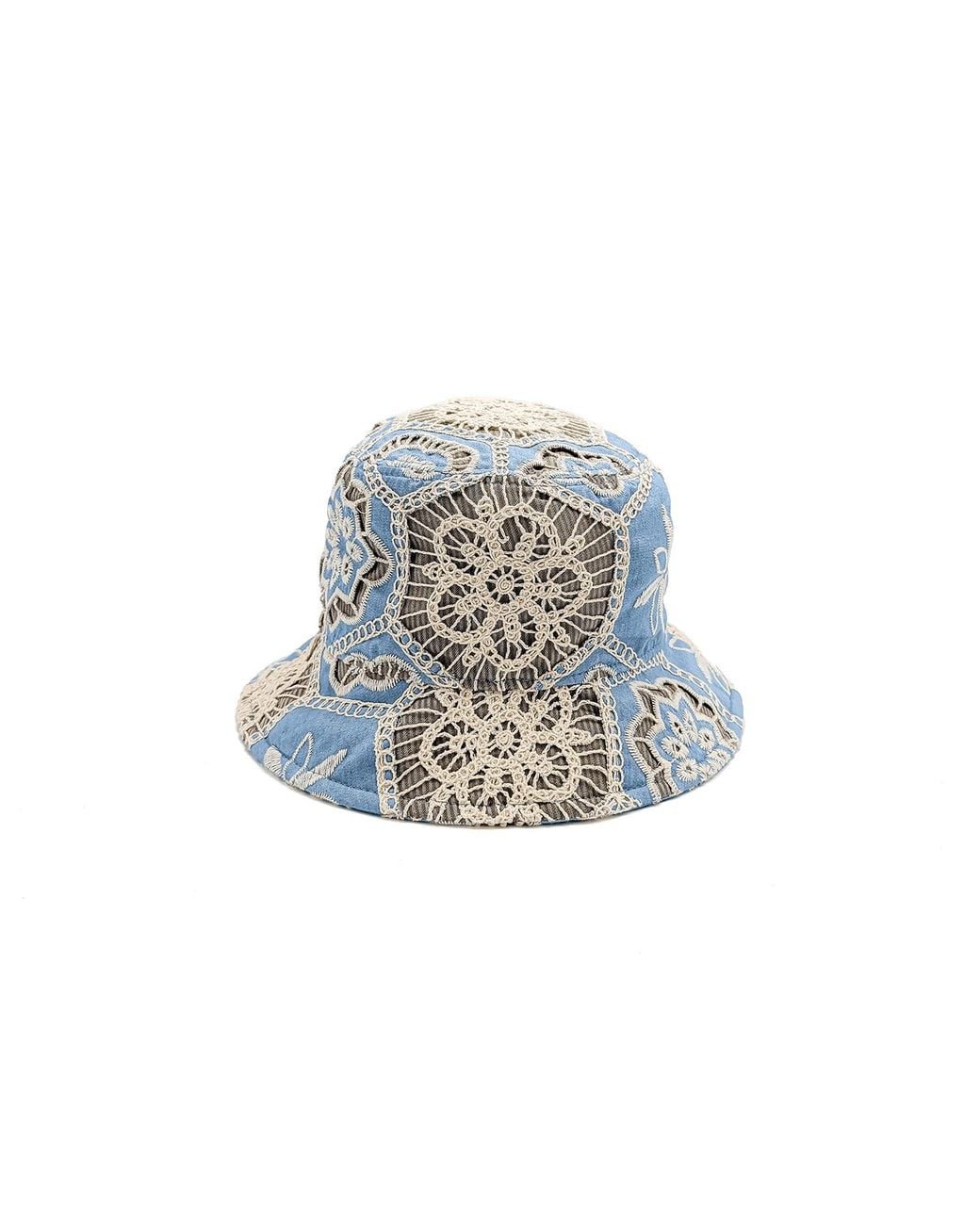 DORIA 1905 Blue Fabric Embroidery Bucket Hat for men