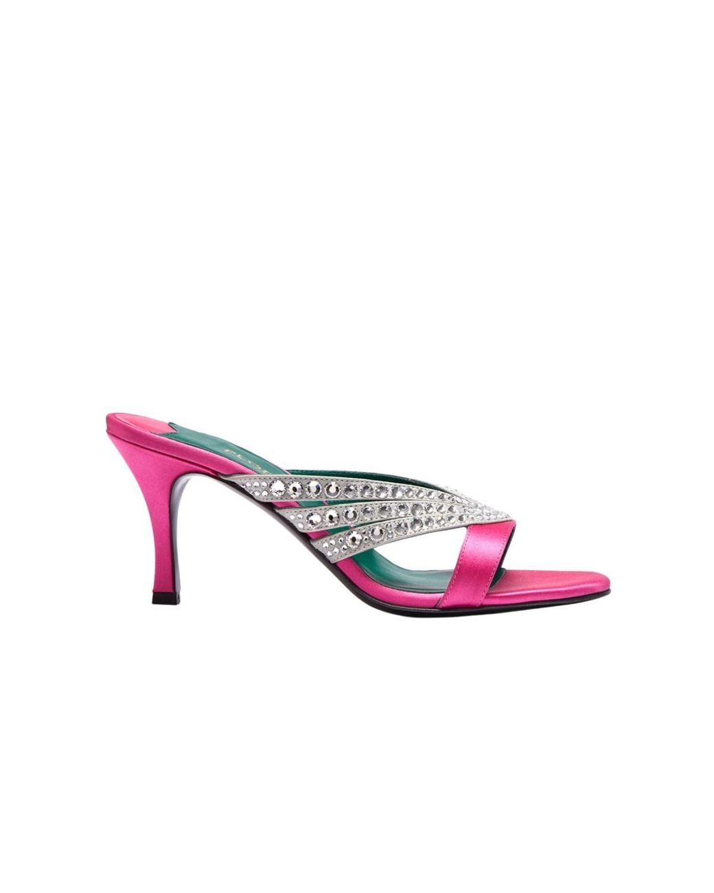 Florrie Pink Roro 75Mm Crystal And Satin Mule Azalea