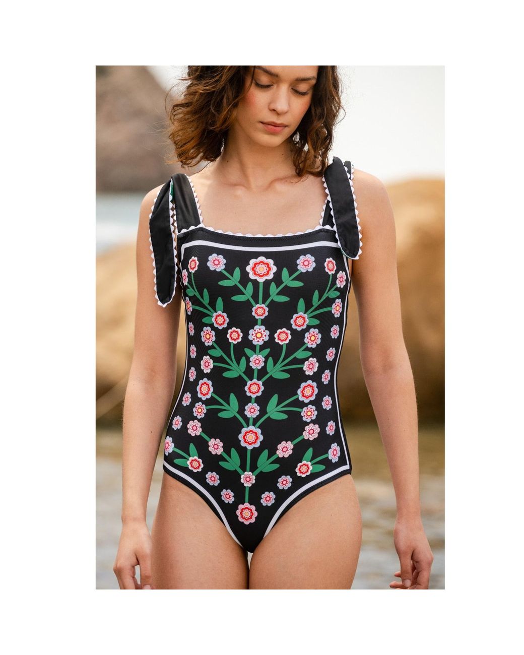 Jessie Zhao New York Green Midnight Bloom Reversible One-Piece Swimsuit